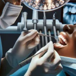 Dental hygienist applying fluoride varnish to patient s teeth in a norwegian clinic