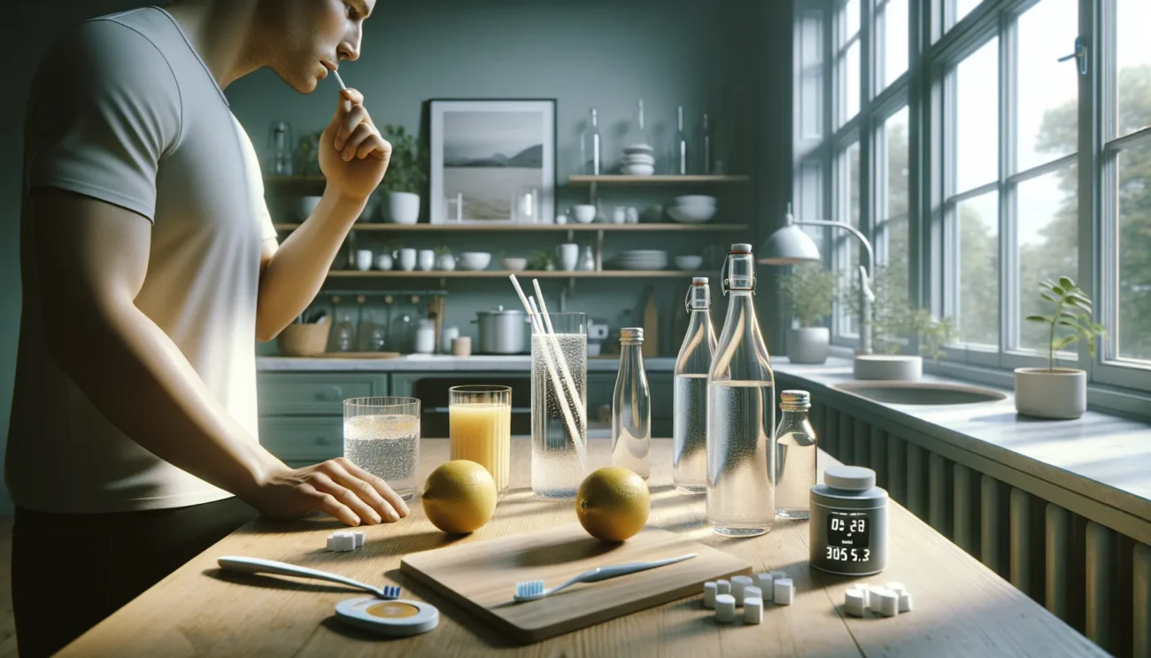 Person choosing water over juice to protect teeth from acid damage